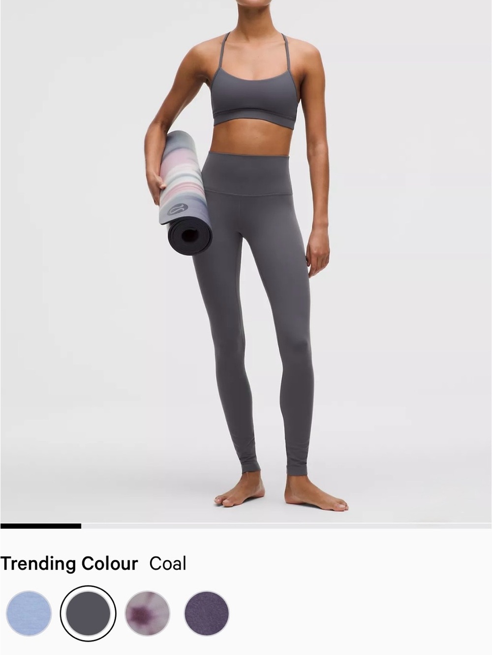 NWT lululemon athletica High-Rise Coal Gray Leggings Size 12